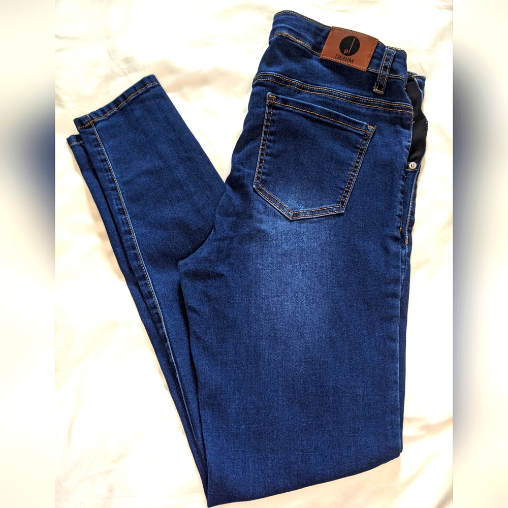 Preggo Leggings Stretch Denim Maternity Leggings, Large